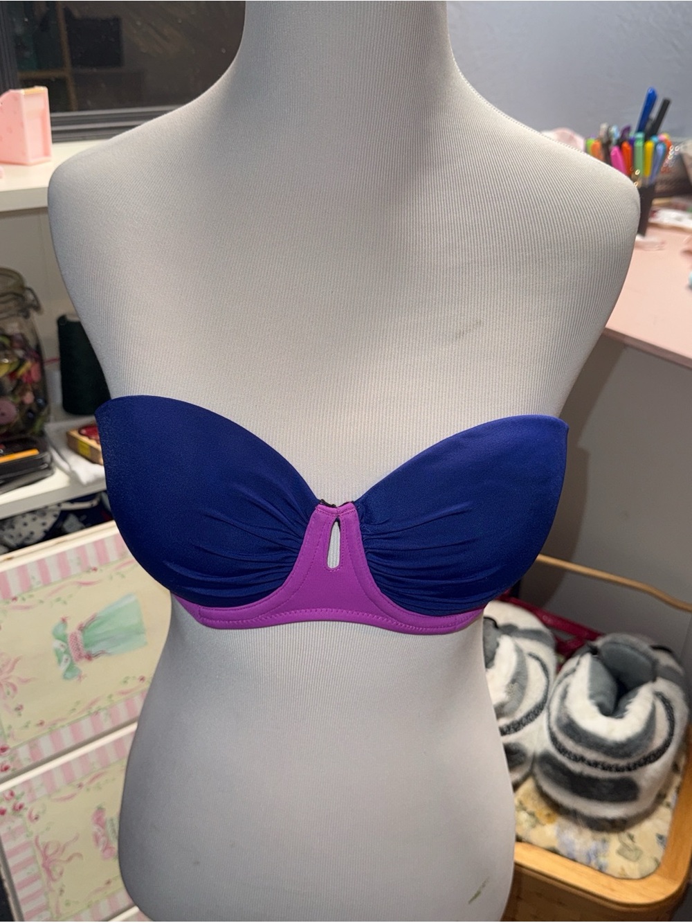 Victoria's Secret Blue and Purple Strapless Bandeau Top